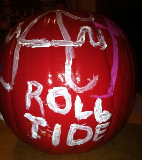 bama kid painted crimson pumpkin